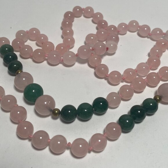 Rose Quartz/Green Jade Gemstone Necklace - Picture 5 of 9